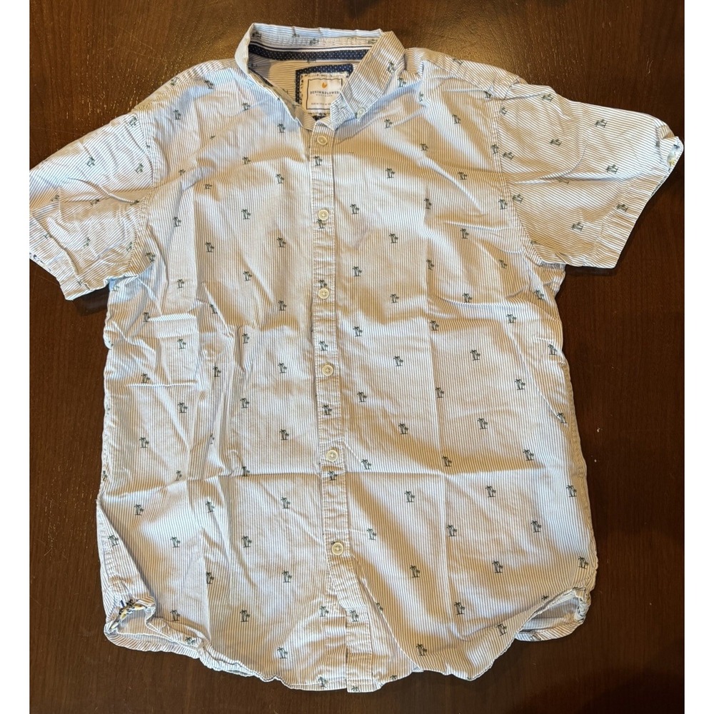 Denim & Flower Ricky Singh Men's Medium Palm Tree Print Button Up Shirt